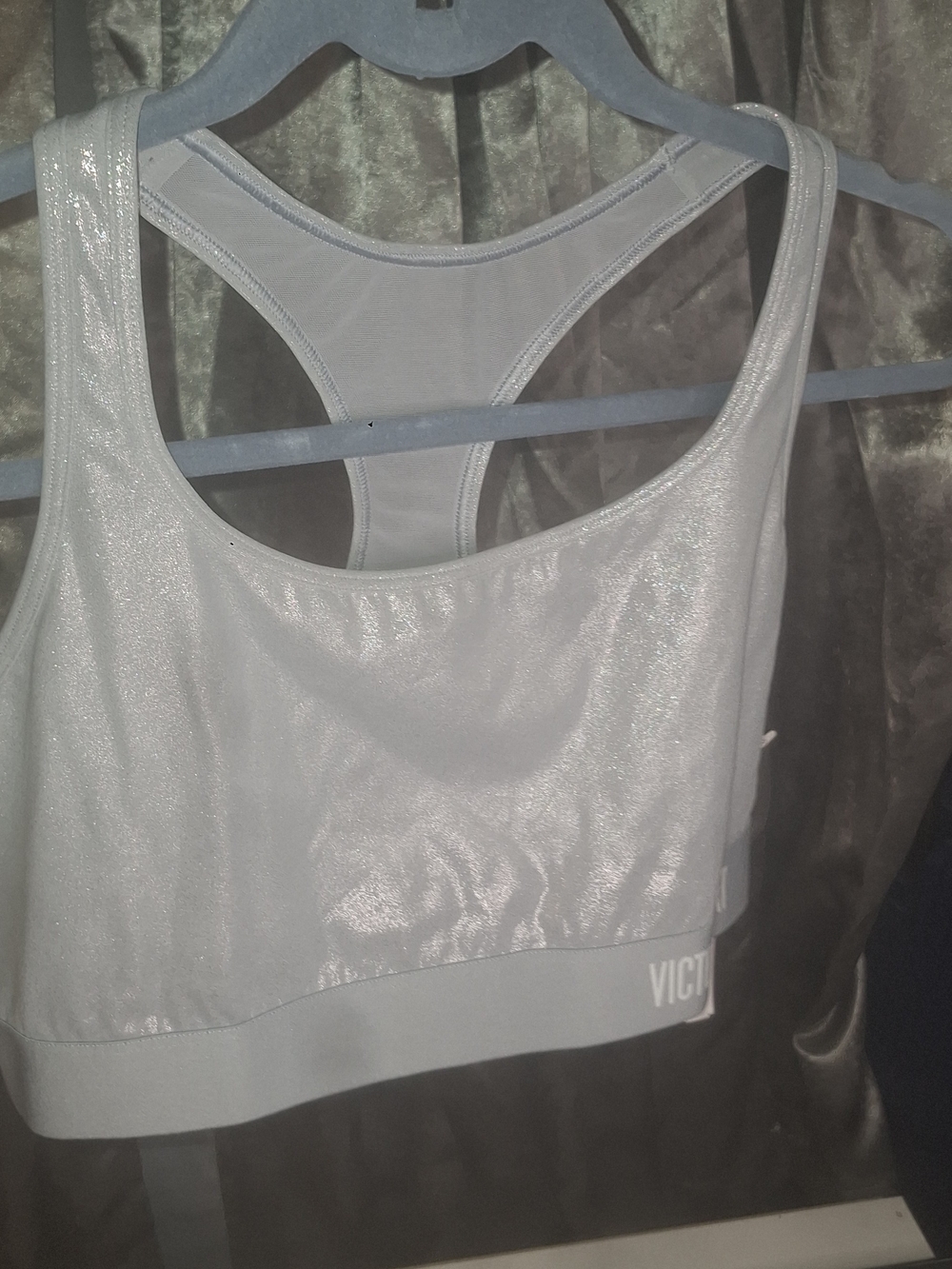 Victoria's Secret Silver Metallic Racerback Sports Bra